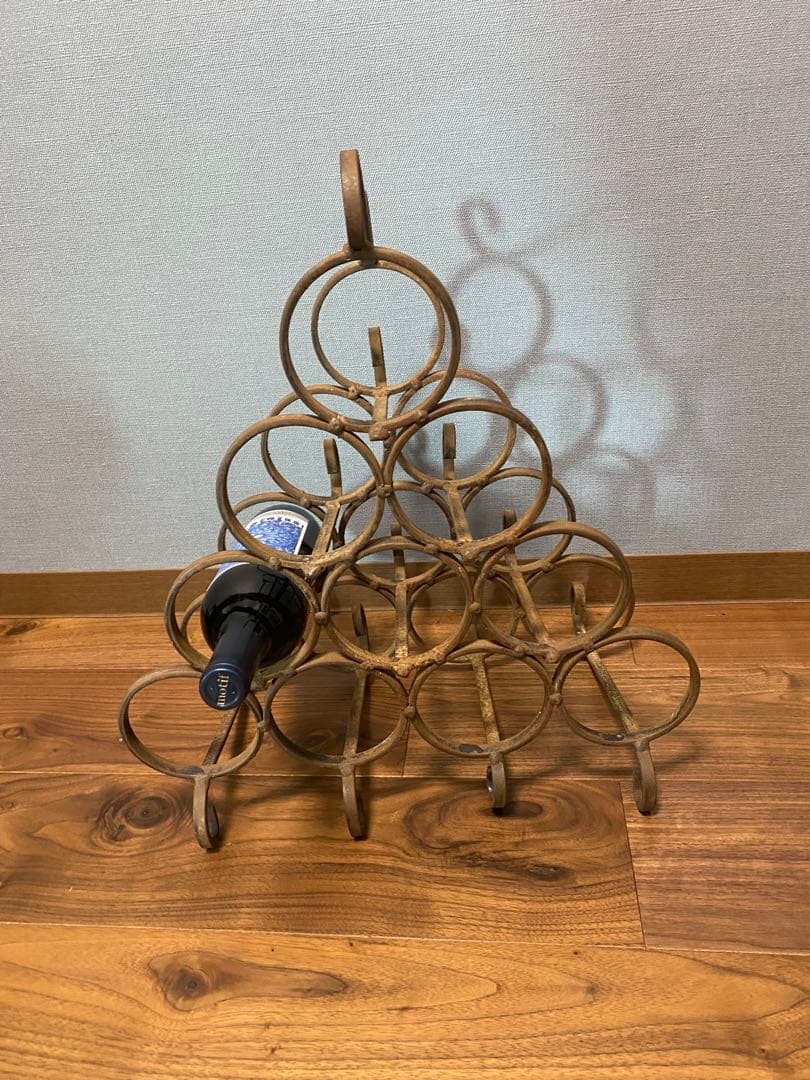 フランス　アンティーク　ワインラック　アイアン　葡萄柄　鉄