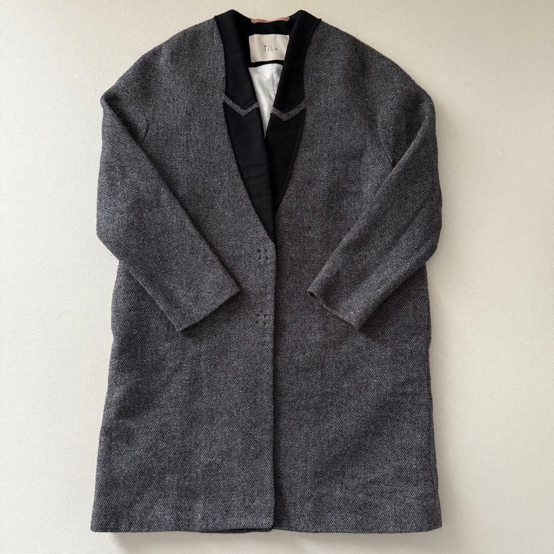【最安値✨】イタリア製　TELA チェスターコート　バイカラー　38 ツイード