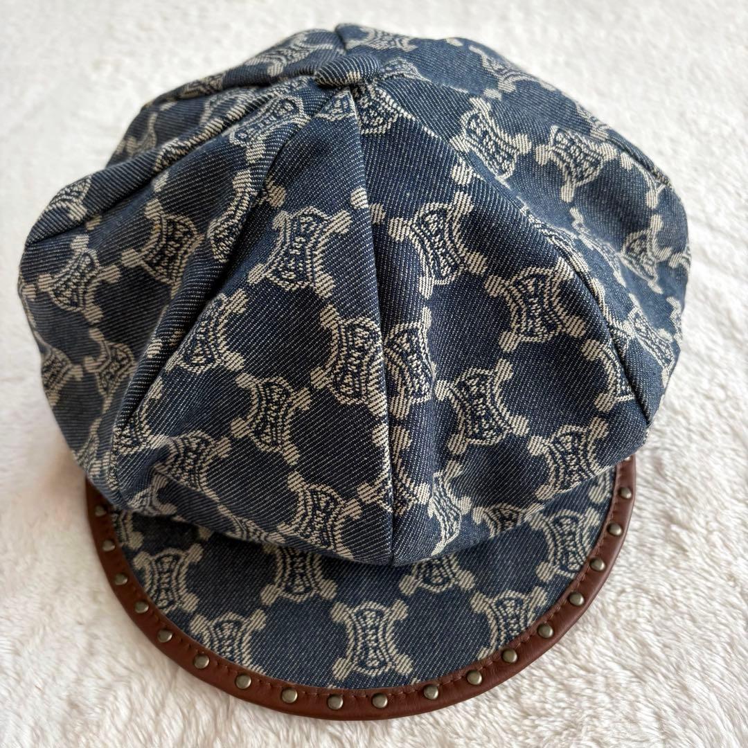 激レア✨極美品 セリーヌ パリマカダム デニムキャスケット トリオンフ 革 L