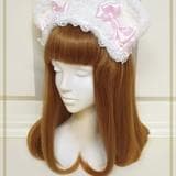 オフ白×ピンクBABYくみゃちゃんふわふわくみゃみみカチューシャ