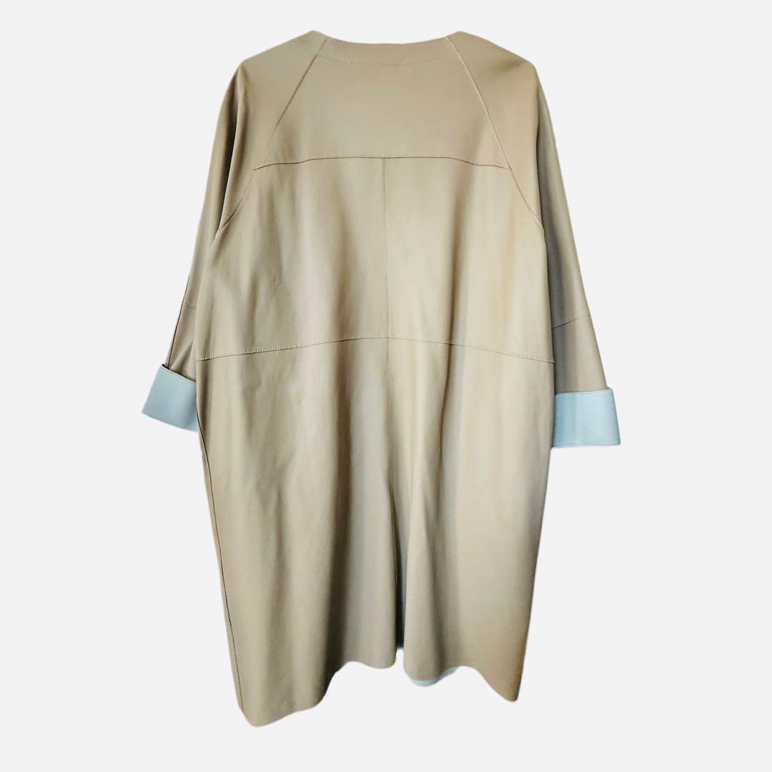 SHOPチャンネル　元町ゼラール　リバーシブル羊皮ノーカラージャケット 15号