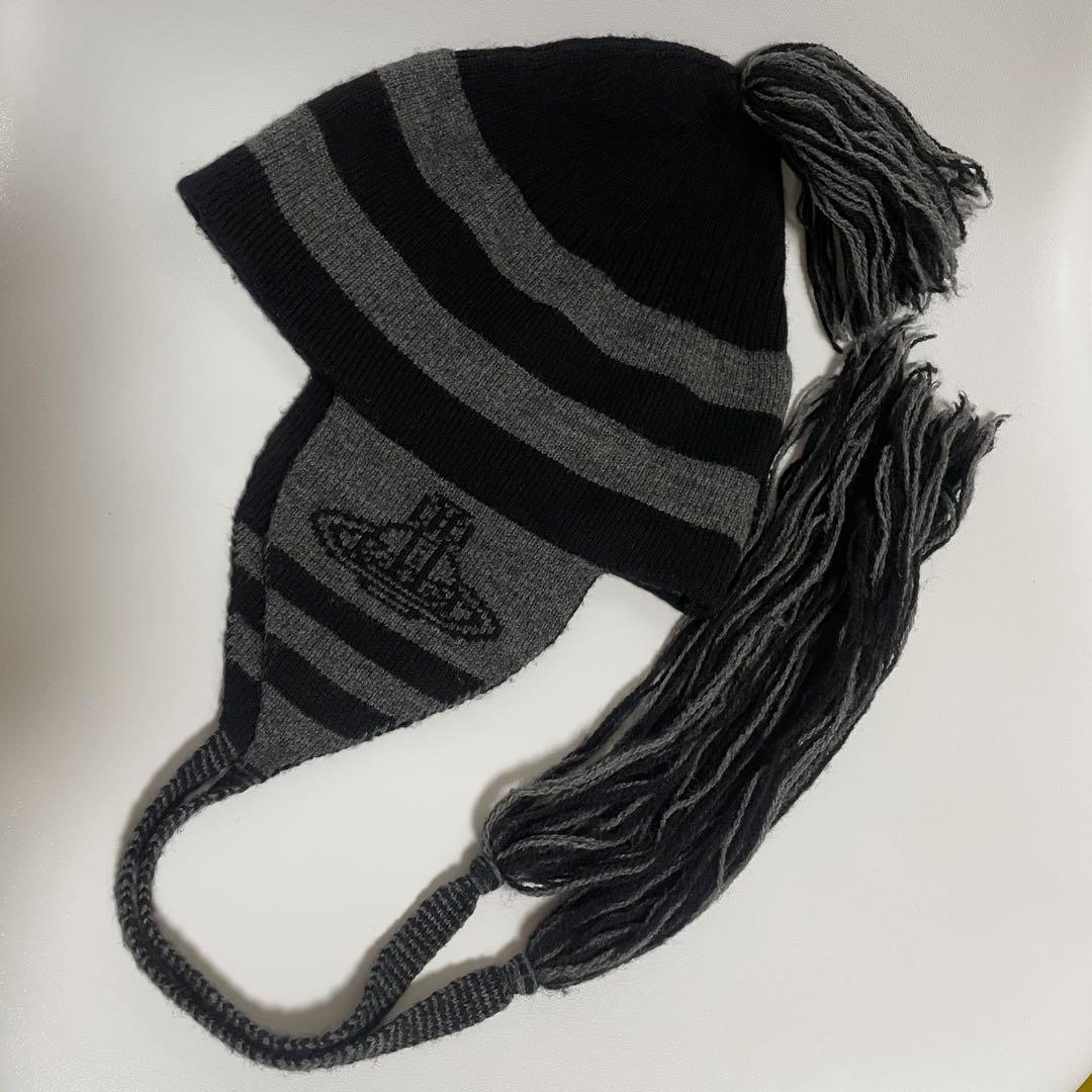 Vivienne Westwood ニット帽 グレー ORBフラップ付きワッチ