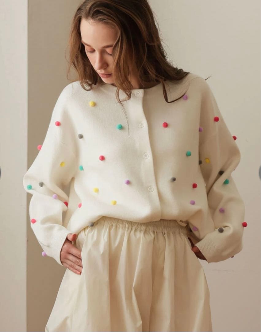 【新品未使用】アンミヌ　unminou マルチムースドットカーディガン