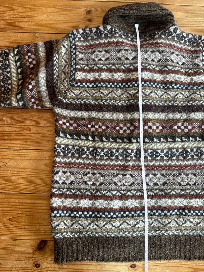 【Lサイズ】Jamison’s フェアアイル柄　ショールカラーセーターニット