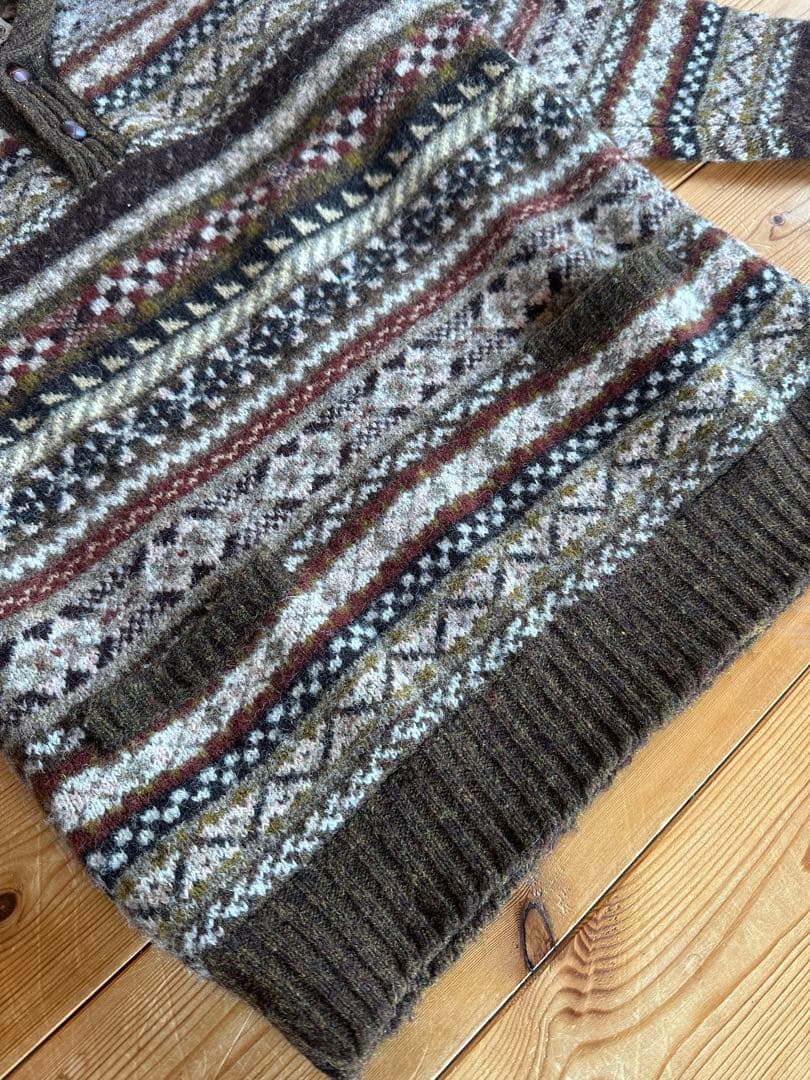 【Lサイズ】Jamison’s フェアアイル柄　ショールカラーセーターニット