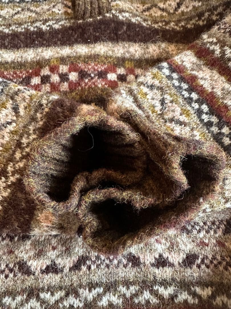 【Lサイズ】Jamison’s フェアアイル柄　ショールカラーセーターニット