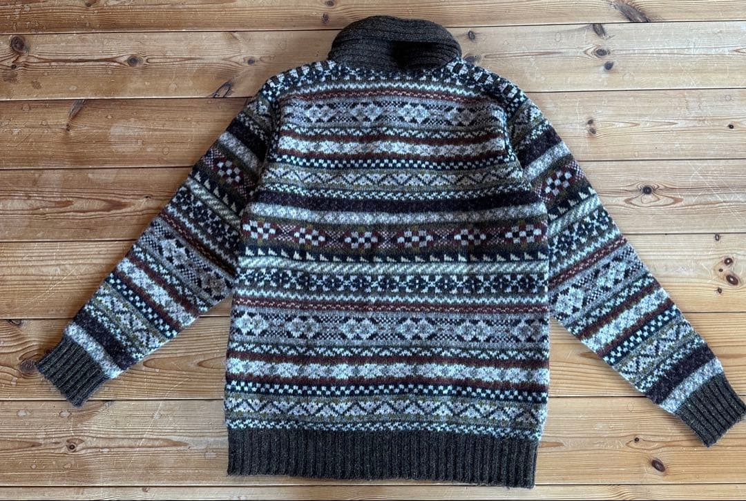 【Lサイズ】Jamison’s フェアアイル柄　ショールカラーセーターニット