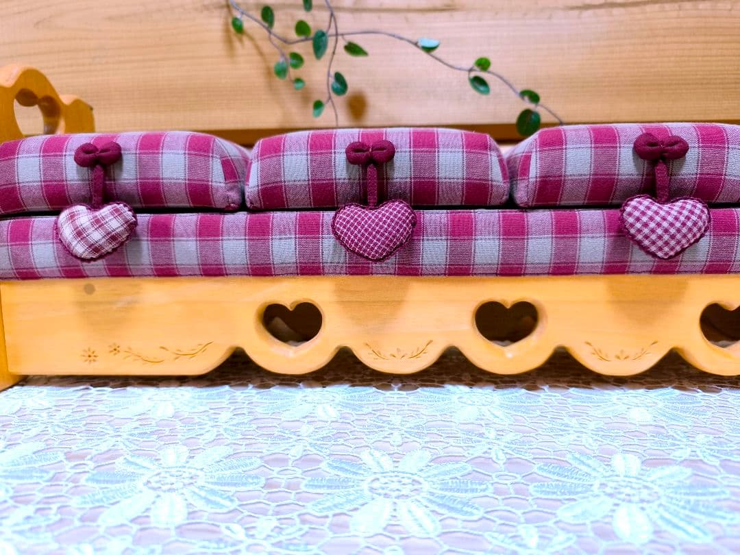 ⭐アメリカンカントリー雑貨♥ハートいっぱい横長オットマン小物入れ(シェルフにも)