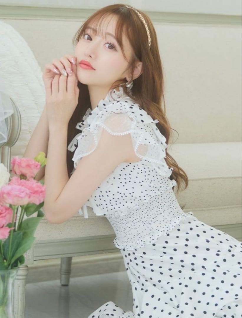 y【ERUKEI エルケイ】ドット ティアードフリル キャバドレス