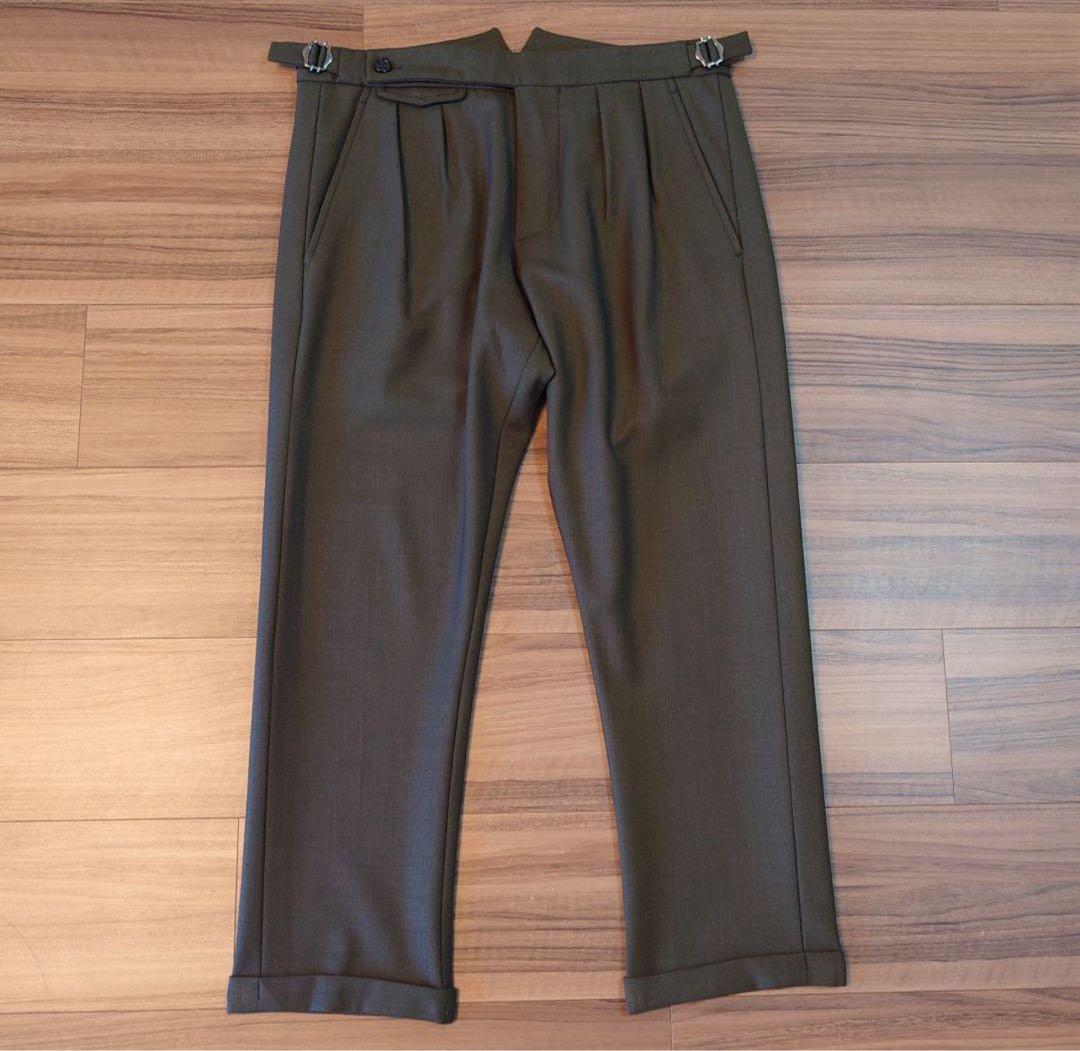 美品 ベルウィッチ 春夏 トロピカルウール グルカパンツ グリーン 42サイズ