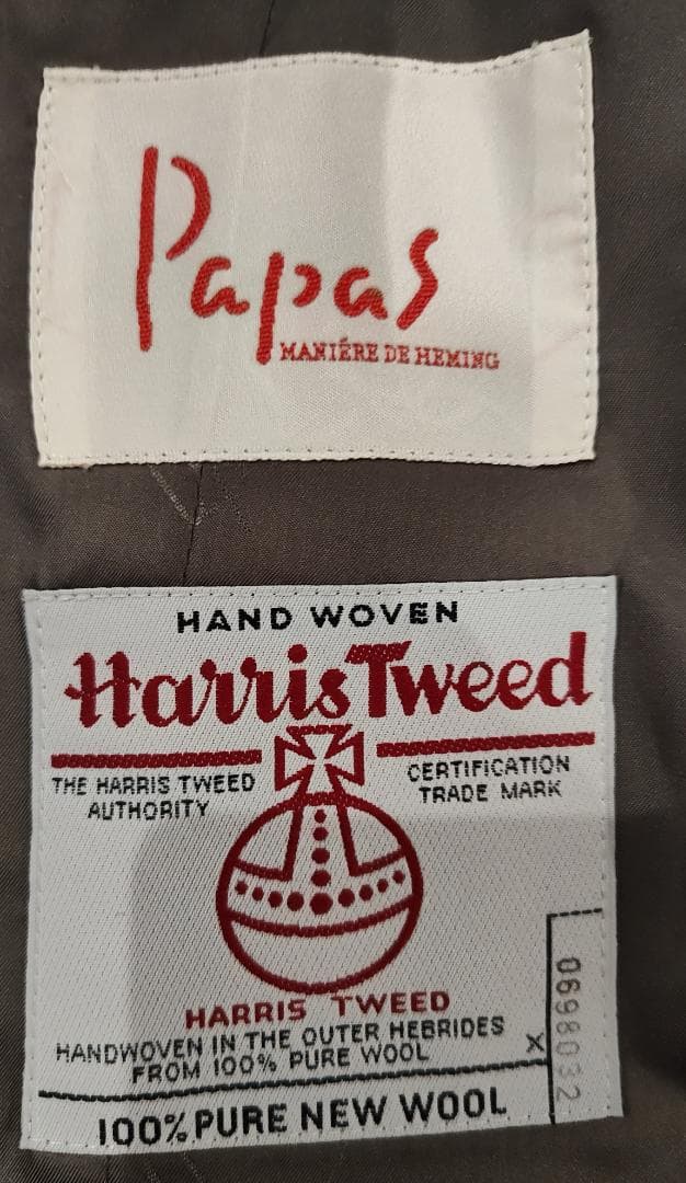 【ぽんちゃん】Papas × HARRIS TWEED ジャケット