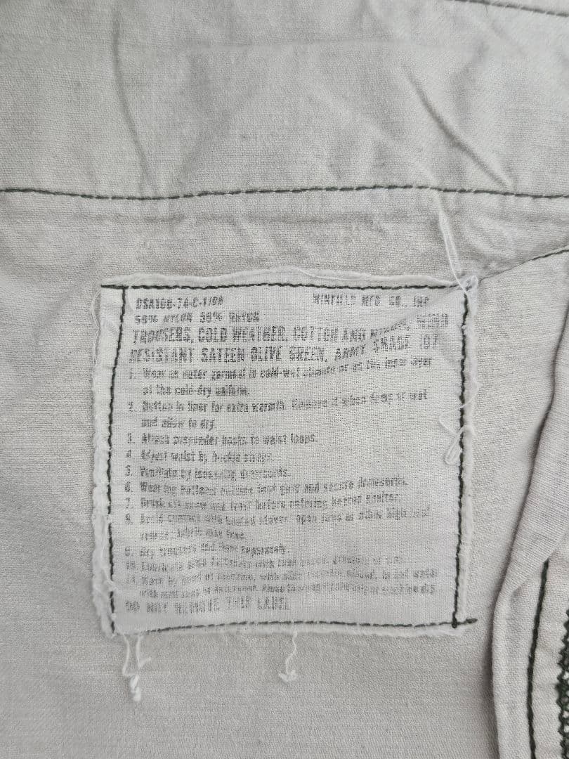 し*】様 【美品・激レア】1974年製 米軍実物 オリーブ m-65 カーゴパン