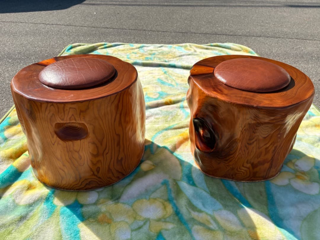 【まとめ割あり】 屋久杉　椅子　スツール　極上杢目　世界遺産　認定シール付　⑤