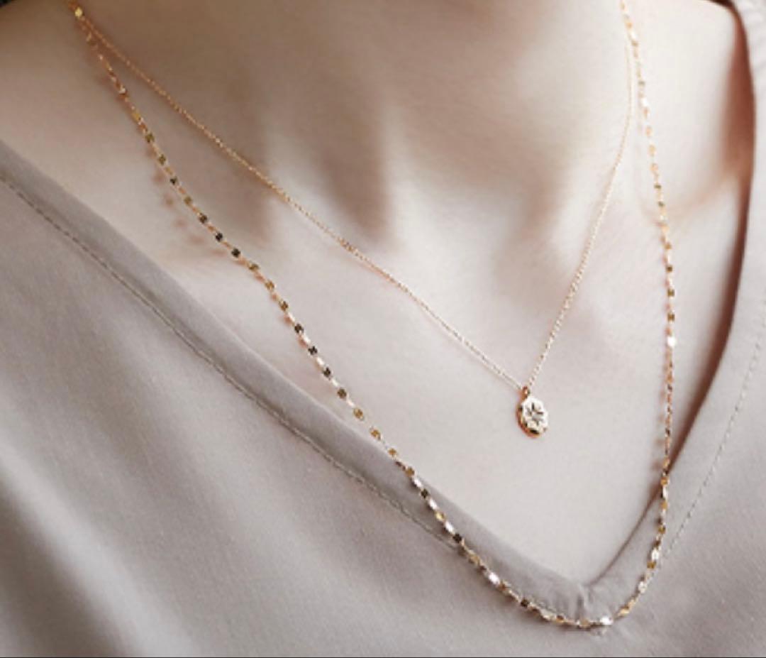 K18ゴールド オーバルリンクネックレス