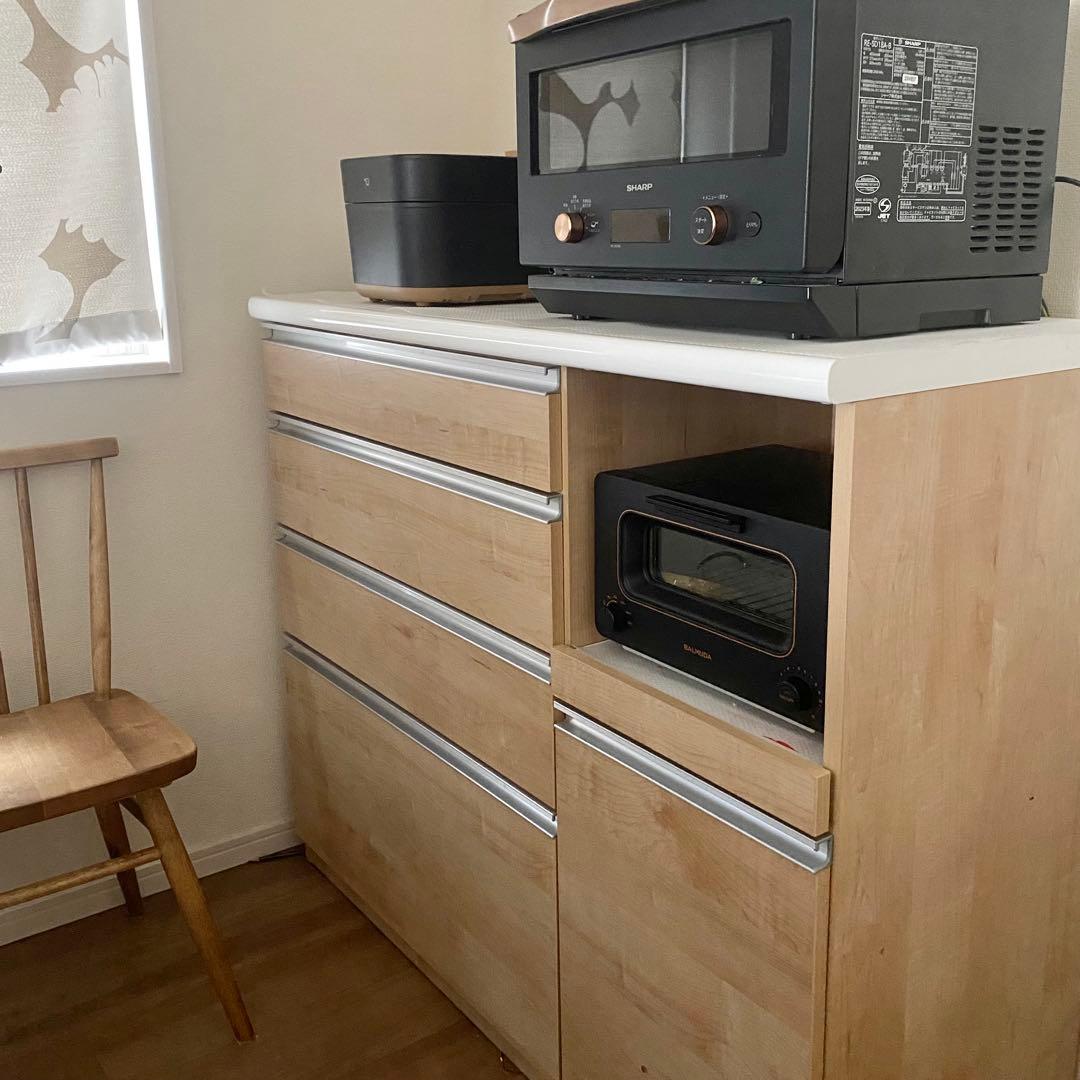 大川家具 キッチン 収納 カウンター 食器棚 カップボード レンジ台 120cm