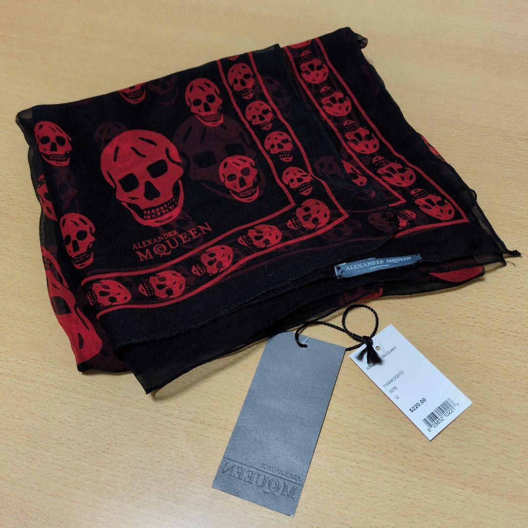 本人期 Alexander McQueen Red Skull Scarf