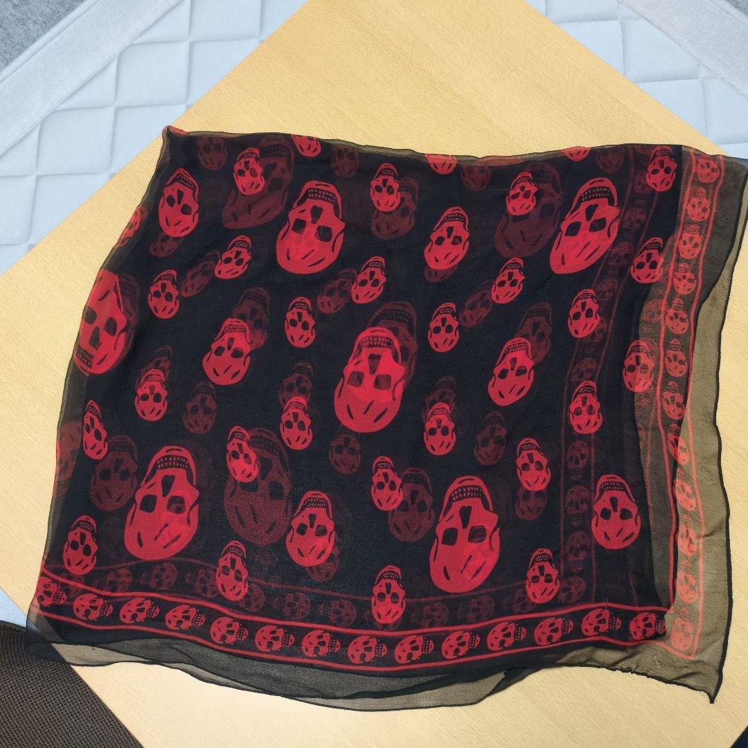 本人期 Alexander McQueen Red Skull Scarf