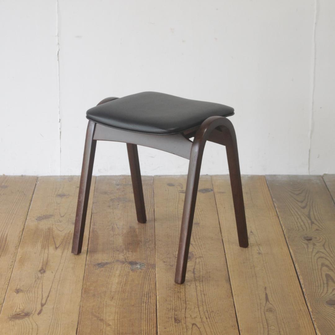 秋田木工 剣持勇 座面張り替え済み スツール No.202 レトロ 椅子 2