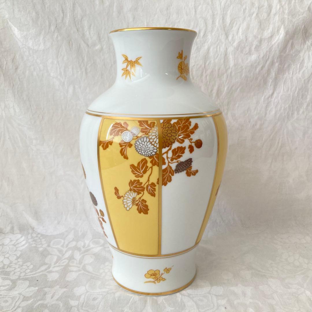 【大倉陶園】フランクリン ポーセリン 四君子之内 菊 花瓶