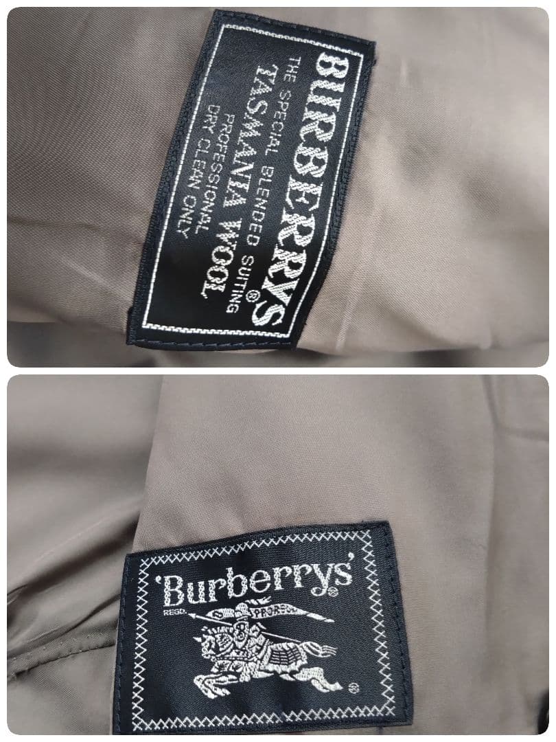 バーバリー ダブルスーツ セットアップ ストライプ グレー ウール Lサイズ