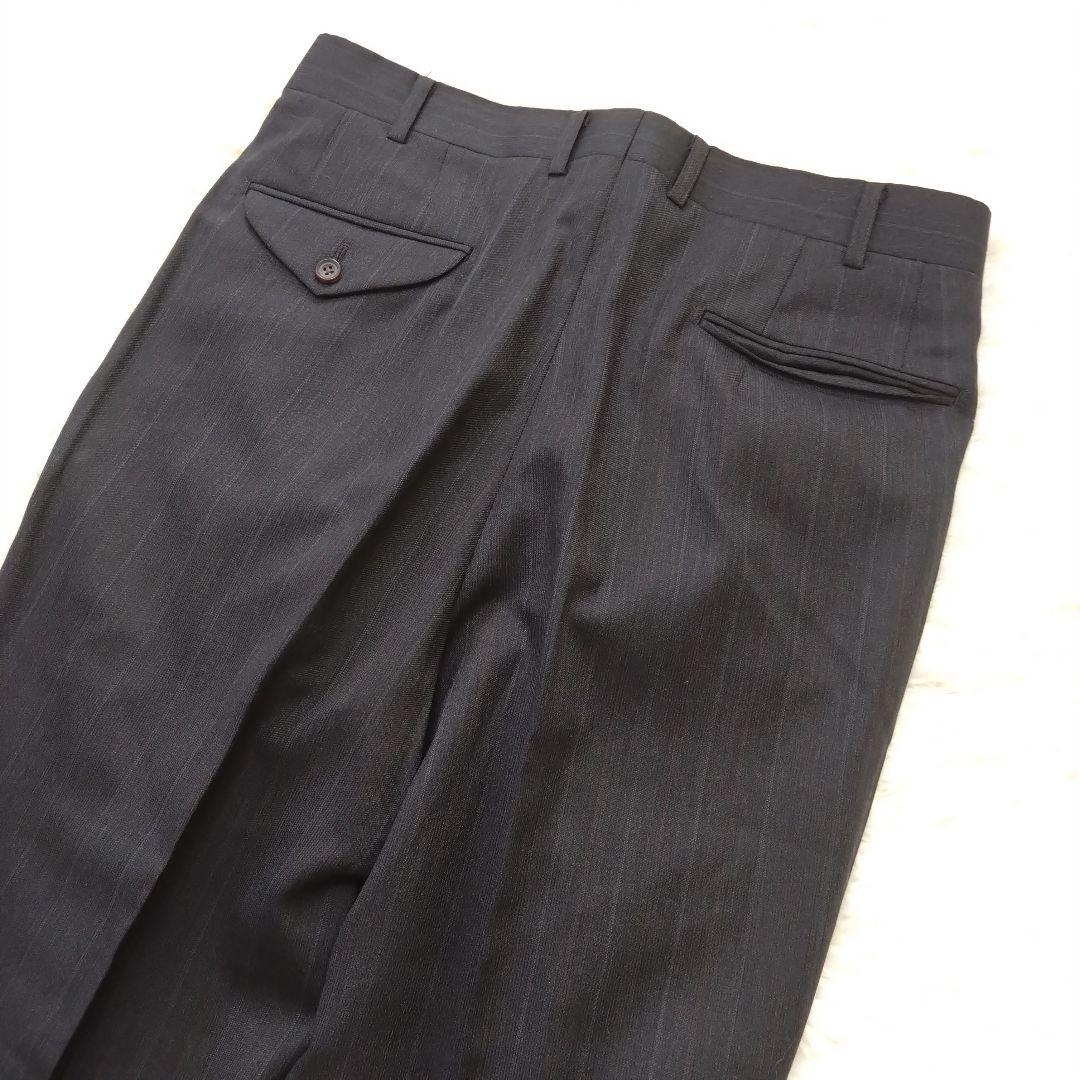 バーバリー ダブルスーツ セットアップ ストライプ グレー ウール Lサイズ