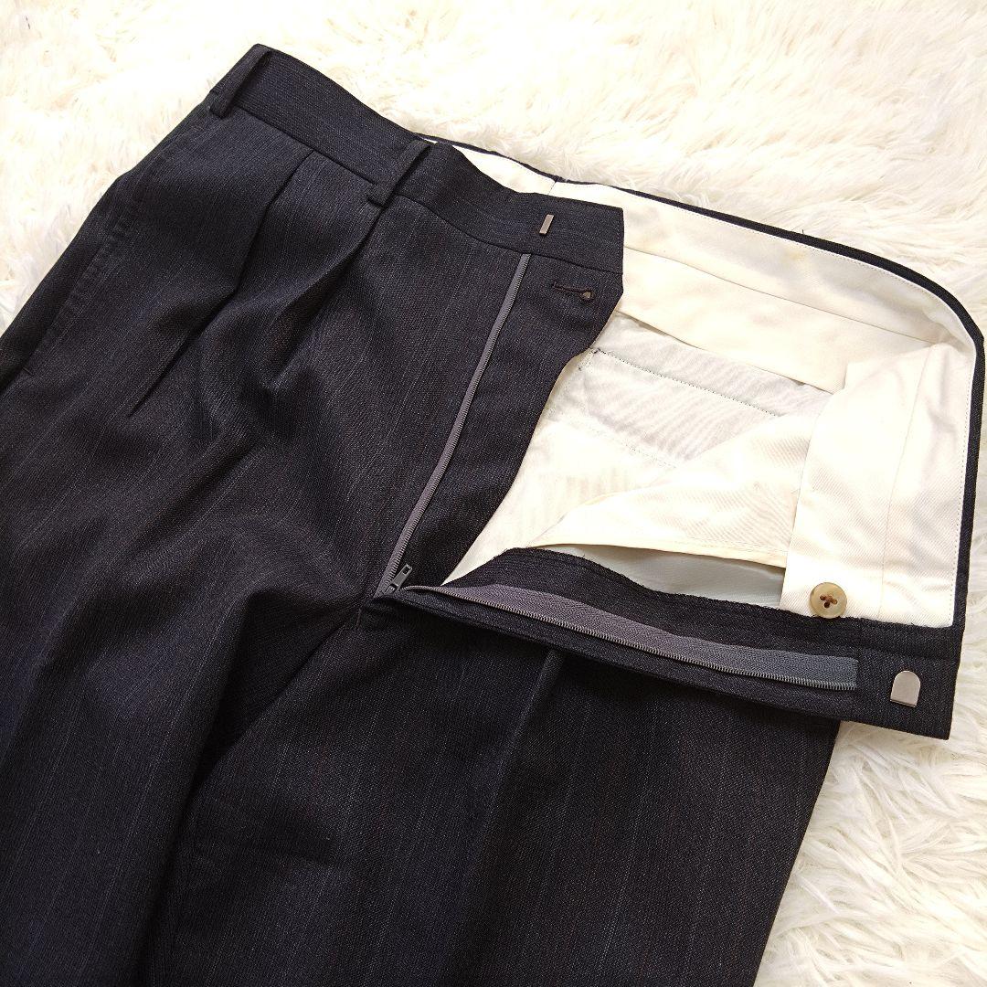 バーバリー ダブルスーツ セットアップ ストライプ グレー ウール Lサイズ