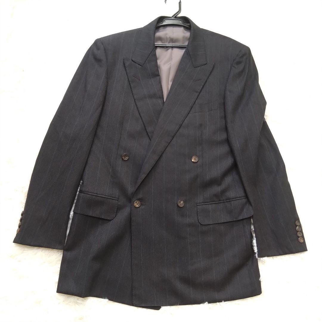 バーバリー ダブルスーツ セットアップ ストライプ グレー ウール Lサイズ