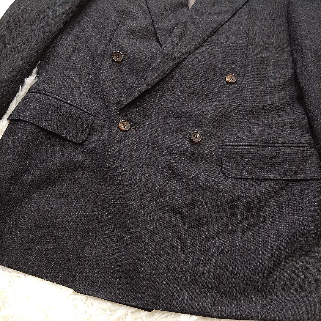 バーバリー ダブルスーツ セットアップ ストライプ グレー ウール Lサイズ