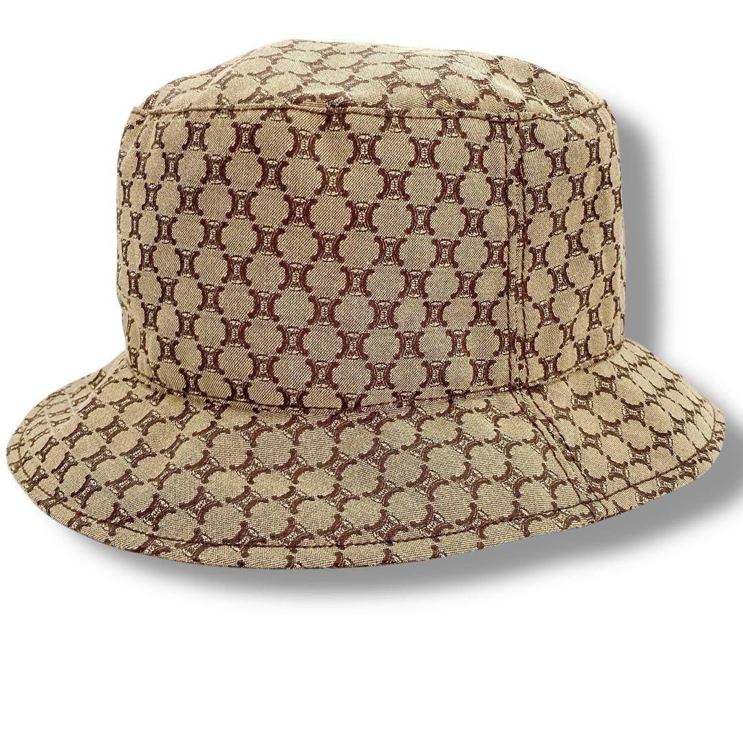 極美品✨CELINE セリーヌ　バケットハット　トリオンフ　総柄　ベージュ系