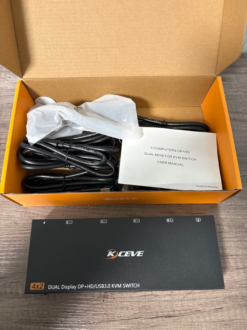 KCEVE 8K@60Hz USB3.0 KVM切替器 4入力2出力