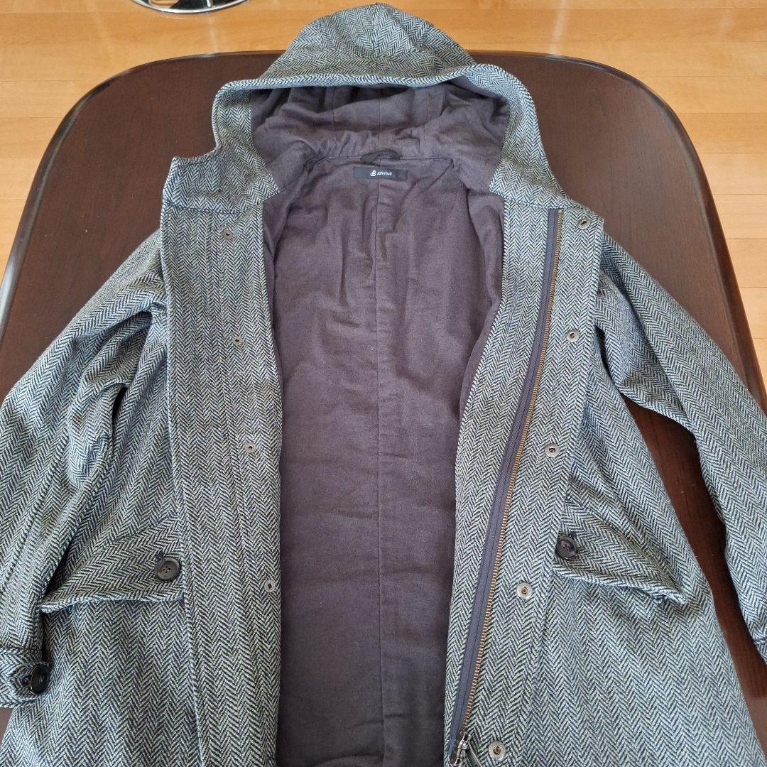 ジョンブル　Johnbull　ヘリンボーンモッズコート　S　ブラック×グレー