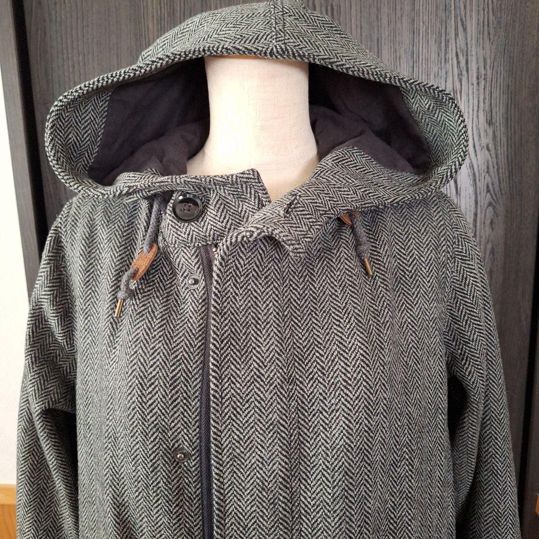 ジョンブル　Johnbull　ヘリンボーンモッズコート　S　ブラック×グレー