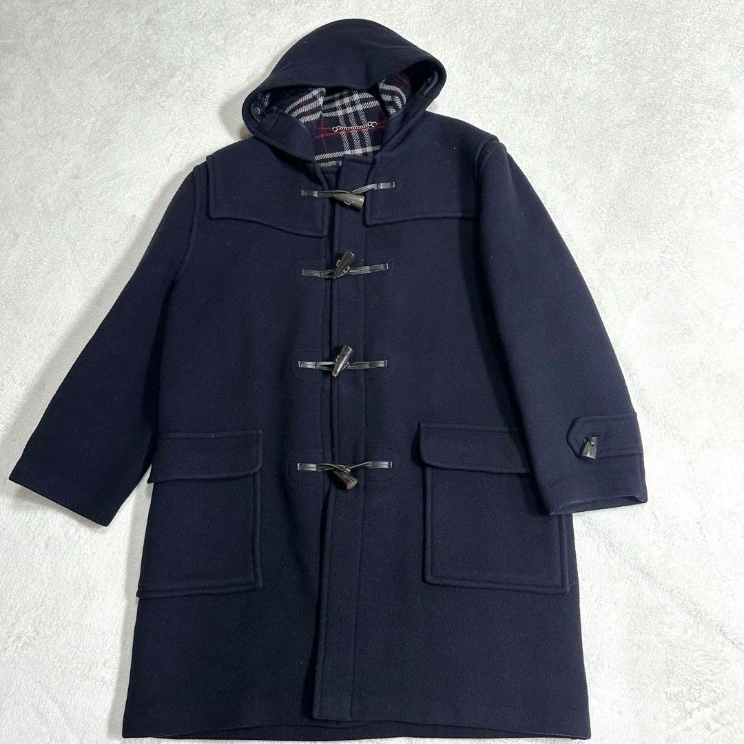 BURBERRYS★バーバリーズ ロング ダッフルコート ノバチェック 紺