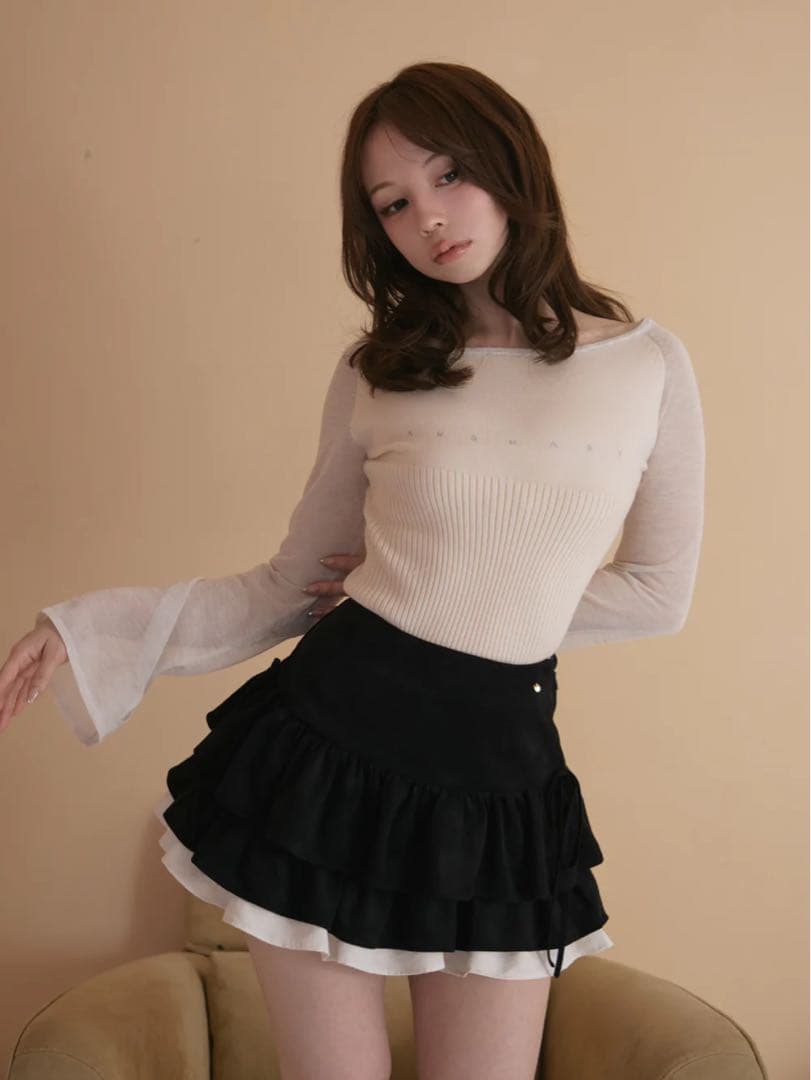 スカート ANDMARY Mel gather skirt / black (S)
