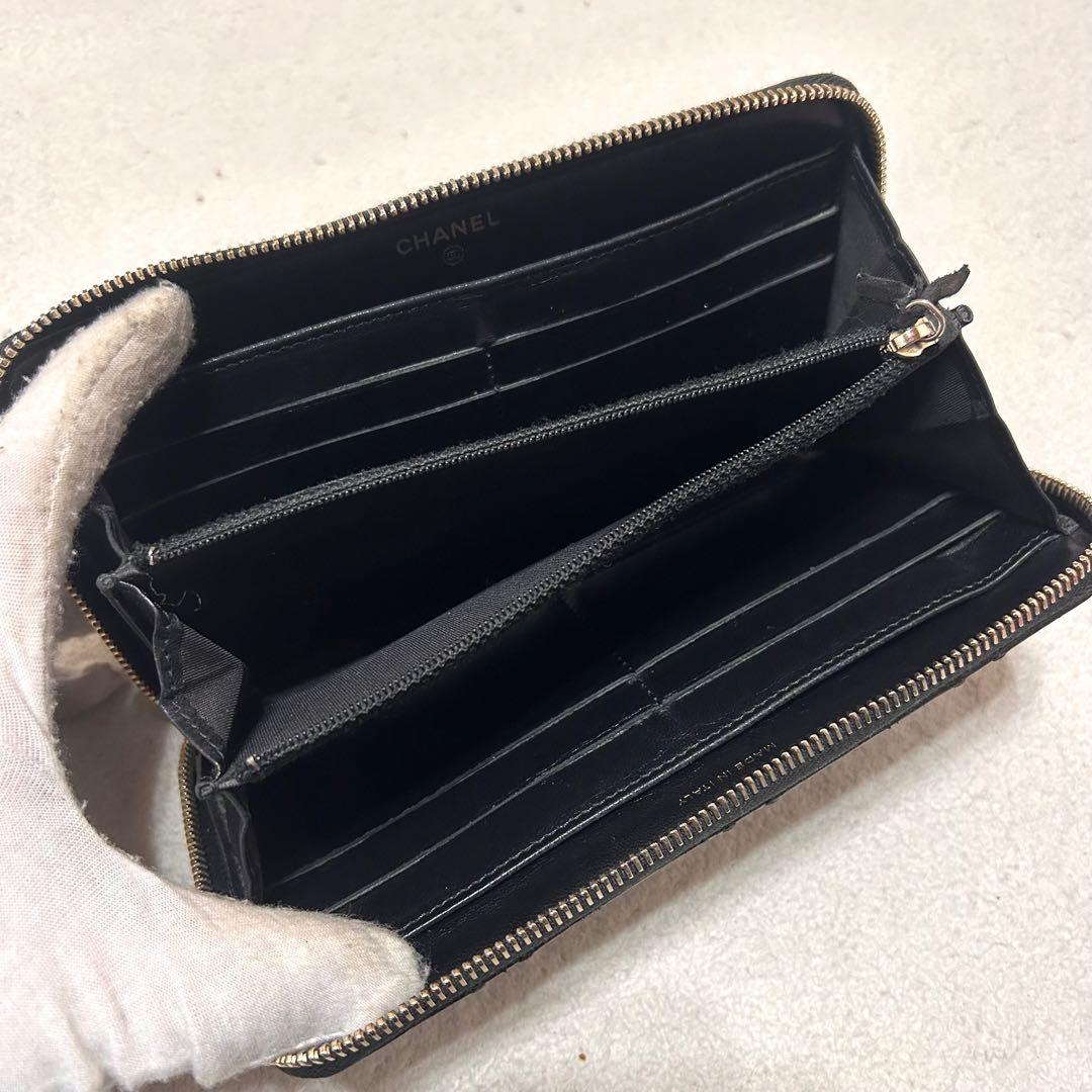 極美品❗️ CHANEL シャネル　フリンジ　ラウンドファスナー　長財布　ブラック