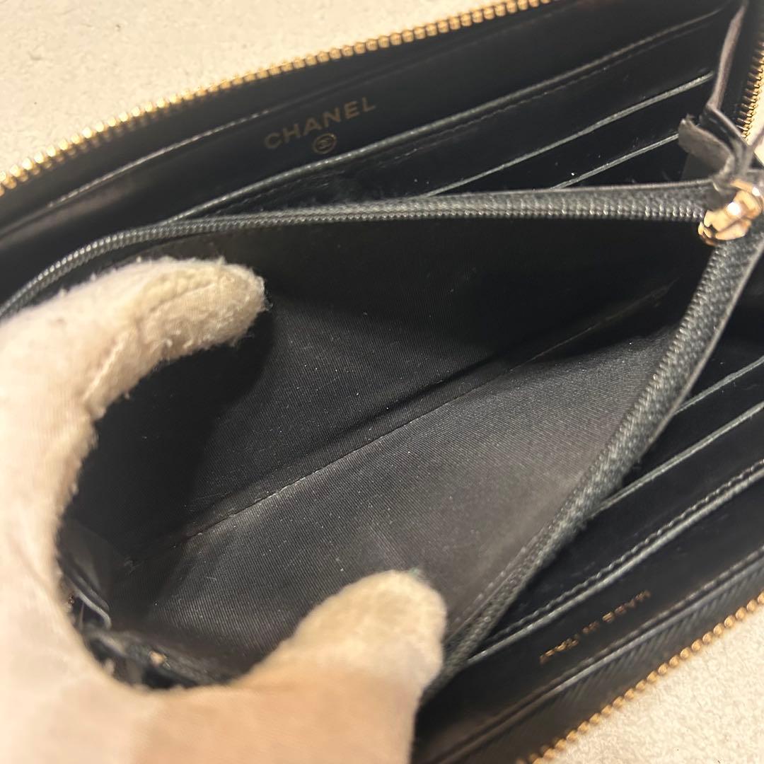 極美品❗️ CHANEL シャネル　フリンジ　ラウンドファスナー　長財布　ブラック