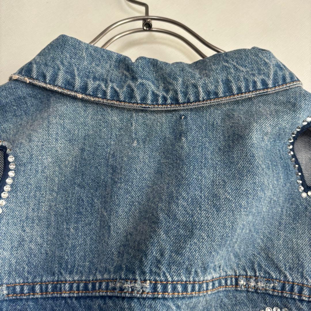 アリスアンドオリビア　デニムジャケット　ハート　カット　ラインストーン　XL