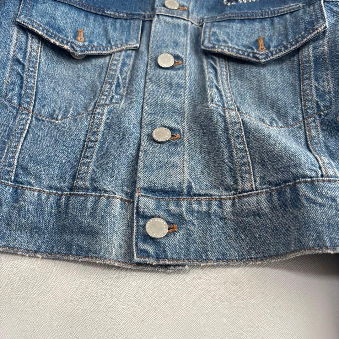 アリスアンドオリビア　デニムジャケット　ハート　カット　ラインストーン　XL