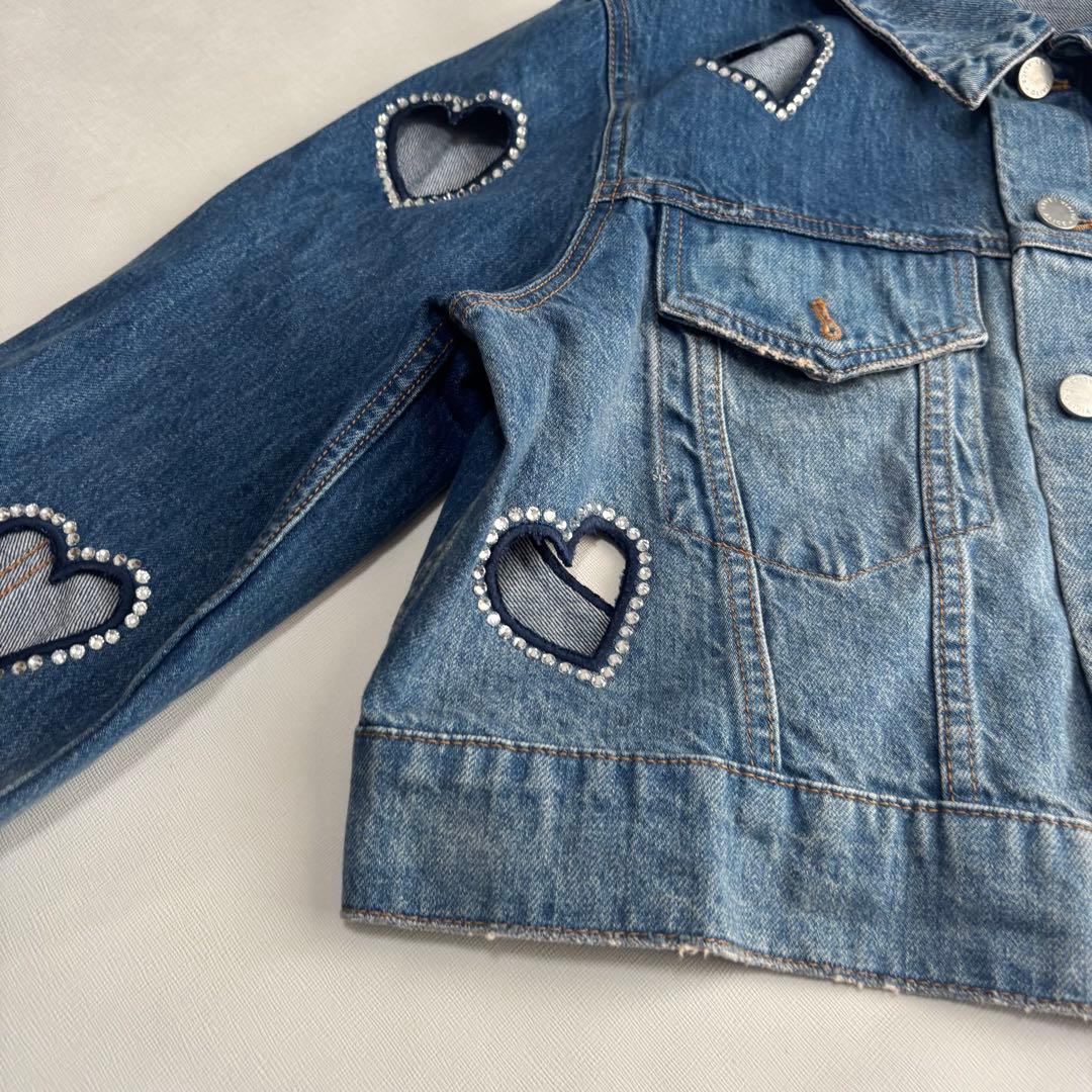 アリスアンドオリビア　デニムジャケット　ハート　カット　ラインストーン　XL