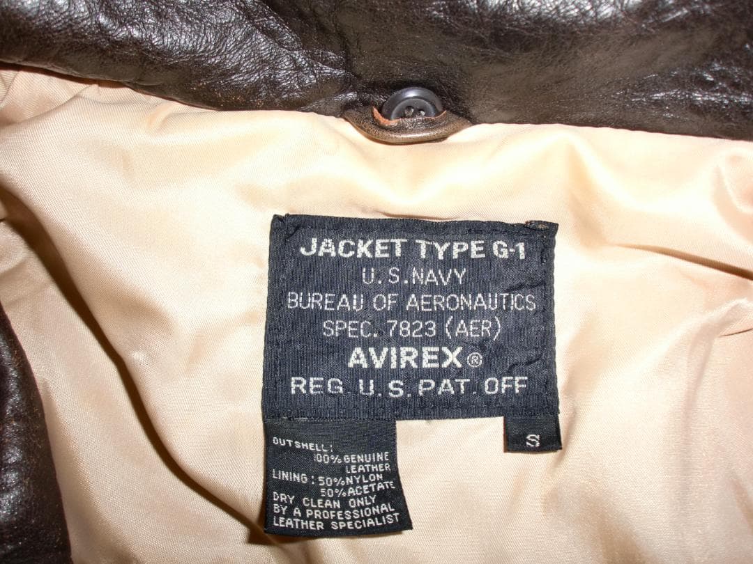 G-1 フライトジャケット　AVIREX / アヴィレックス　S　茶系