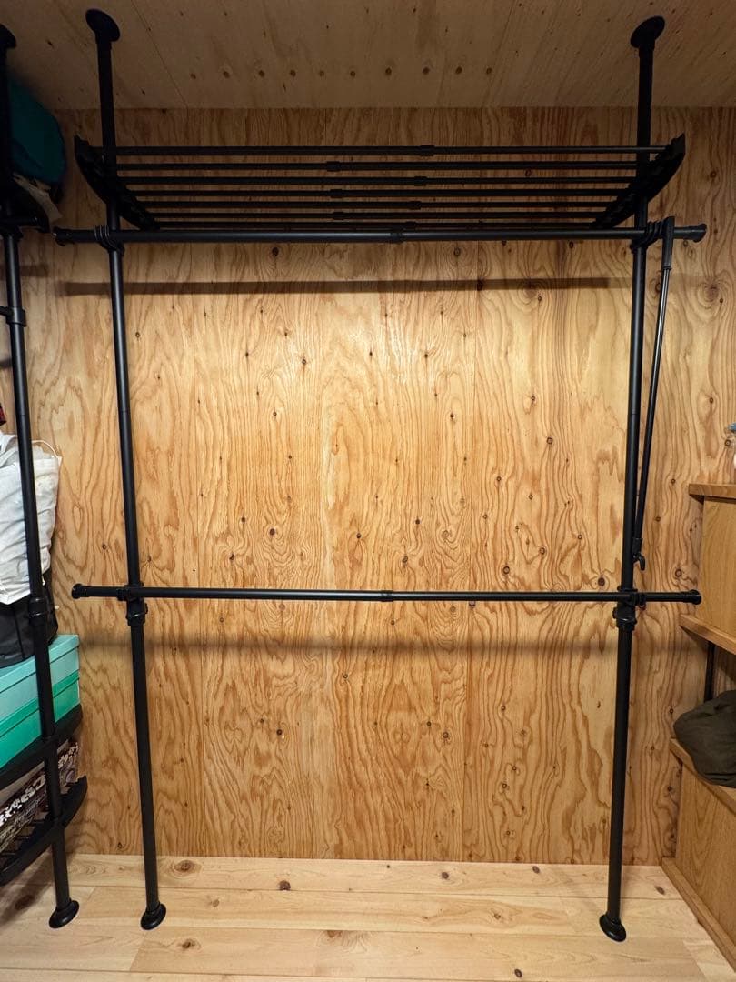 ヤマゼン ハンガーラック 追加棚付 突っ張り式 高さ200-280ポールラック