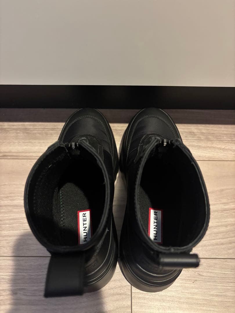 HUNTER エクスプローラー アンクル ジップ フラットフォームブーツ 22