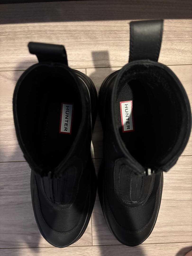 HUNTER エクスプローラー アンクル ジップ フラットフォームブーツ 22