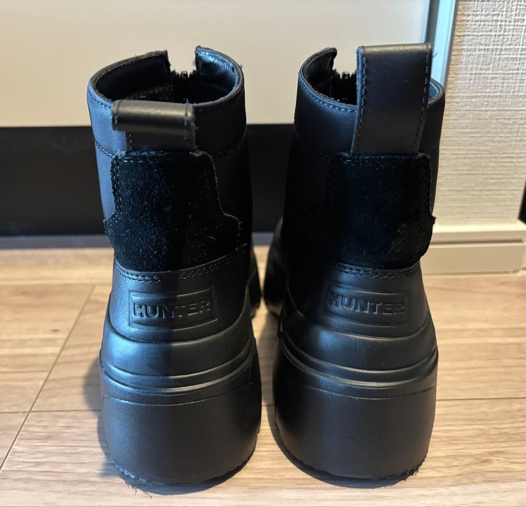 HUNTER エクスプローラー アンクル ジップ フラットフォームブーツ 22