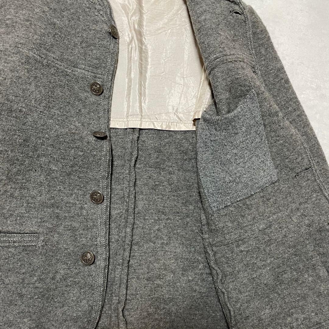 チロリアンジャケット ウールジャケット ユーロ古着 グレー ニットジャケット