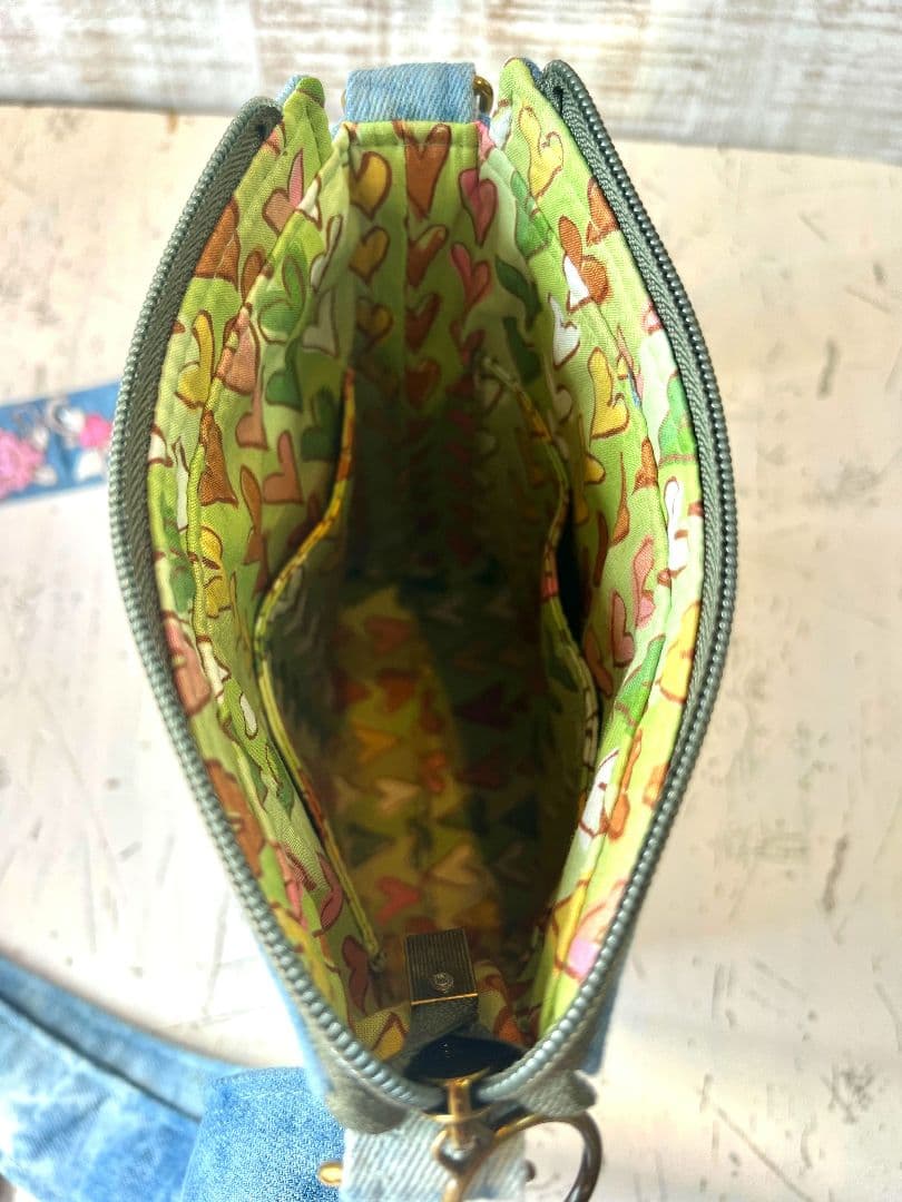 ※リクエスト※ライトブルーWデニム♡刺繍のサコッシュ♡ショルダーバッグ