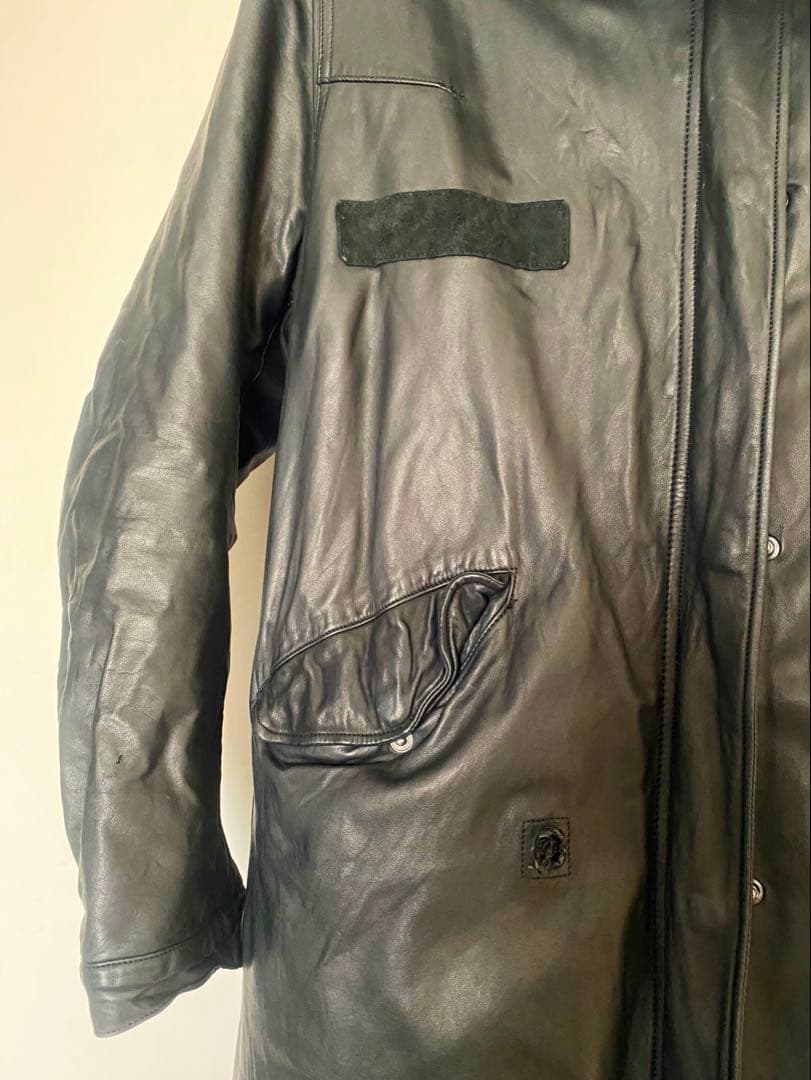 Sisii ファー付きレザーモッズコート