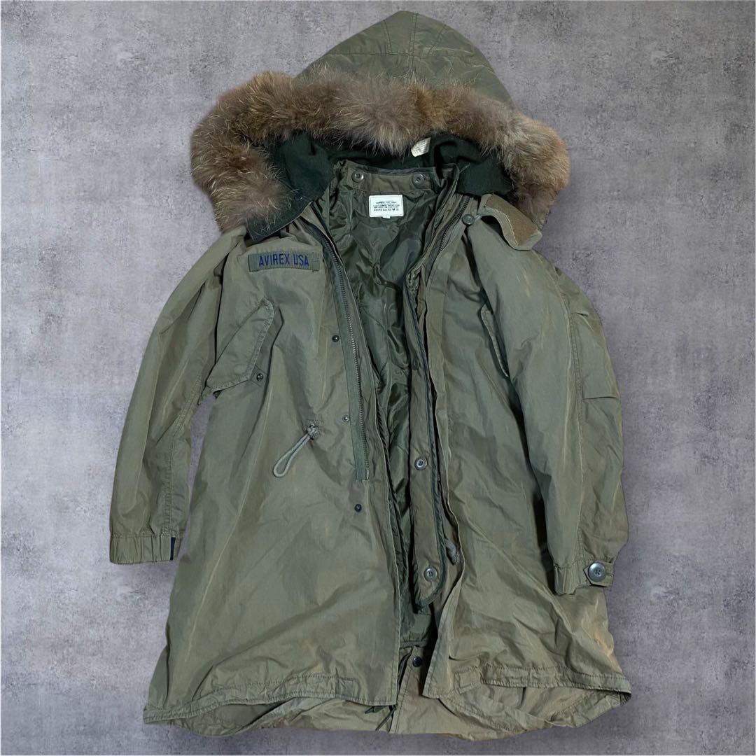 AVIREX USA 70s モッズコート カーキ L キルティングライナー