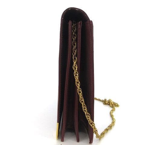 【正規品】カルティエ ヴィンテージ バッグ レザー×チェーン ボルドー 肩掛け可