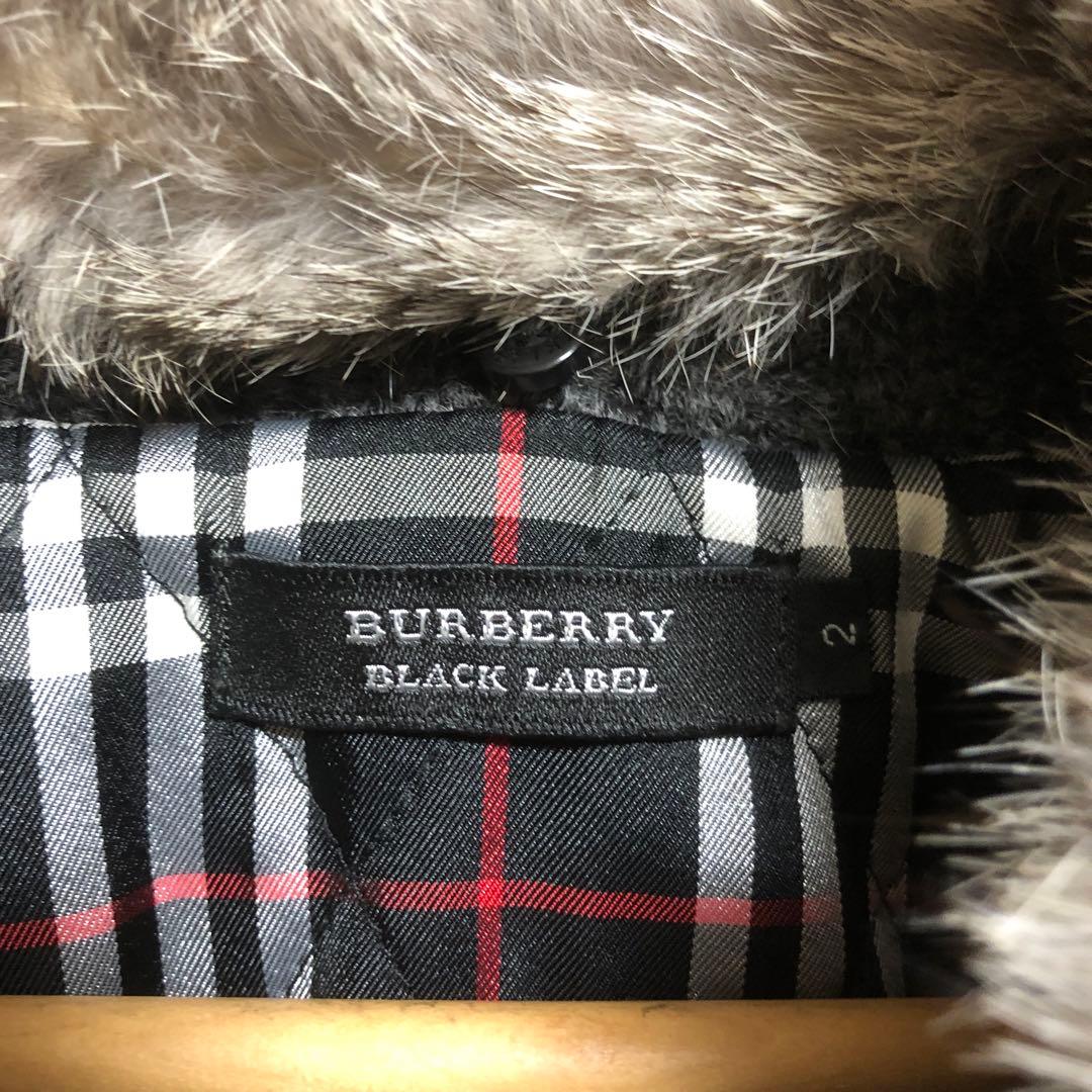 美品バーバリーブラックレーベル2 ニットブルゾン　ラビットファー付き